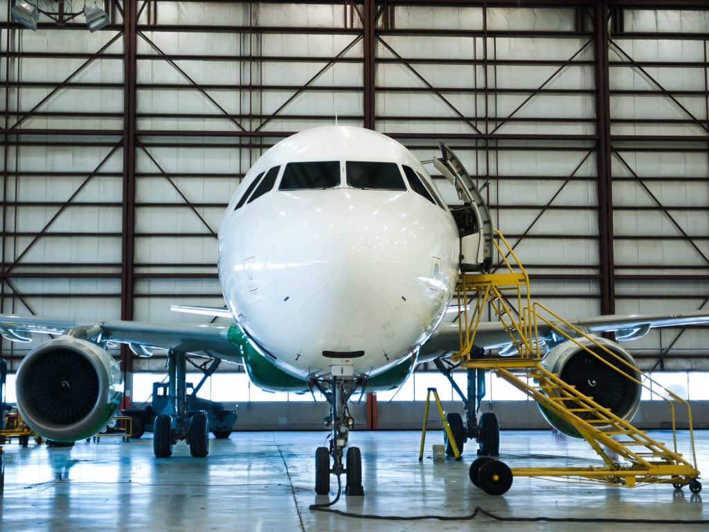 Aircraft extensive C-check in the hangar