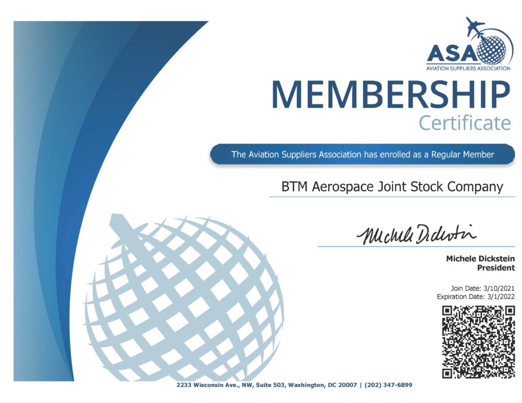 ASA Certificate 18692 17999 BTM Aerospace Joint Stock Company 1